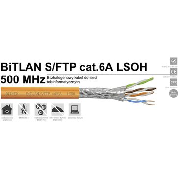 Kabel bezhalogenowy BiTLAN S/FTP cat.6A LSOH 500MHz