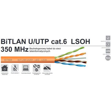 Kabel bezhalogenowy BiTLAN U/UTP cat.6 LSOH 350MHz